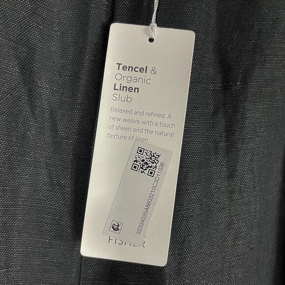 Eileen Fisher Slub Pants Black Tencel & Organic Linen Elastic Waist Ankle Sz M - Picture 9 of 12